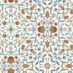White, Multicolored, Red Wallpaper with a Floral Pattern