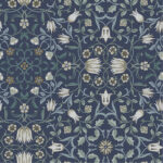 Blue Wallpaper with a Floral Pattern