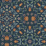 Blue, Multicolored Wallpaper with a Floral Pattern