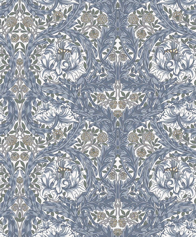 Blue Wallpaper with a Floral Pattern