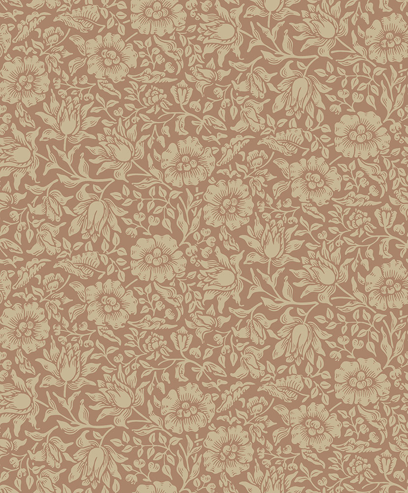 Orange and Red Wallpaper with a Floral Pattern