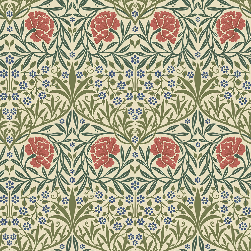 Green wallpaper with a floral pattern