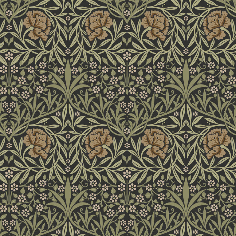 Blue Wallpaper with a Floral Pattern