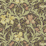 Purple wallpaper with a floral and leaf pattern