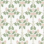 Green Wallpaper with Leaves and Medallion Patterns