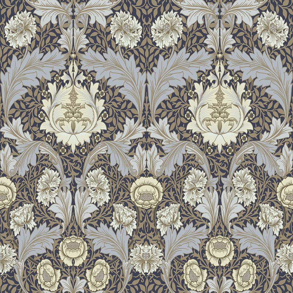 Blue Wallpaper with a Floral Pattern
