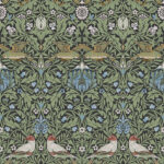 Multicolored wallpaper with leaf and animal patterns