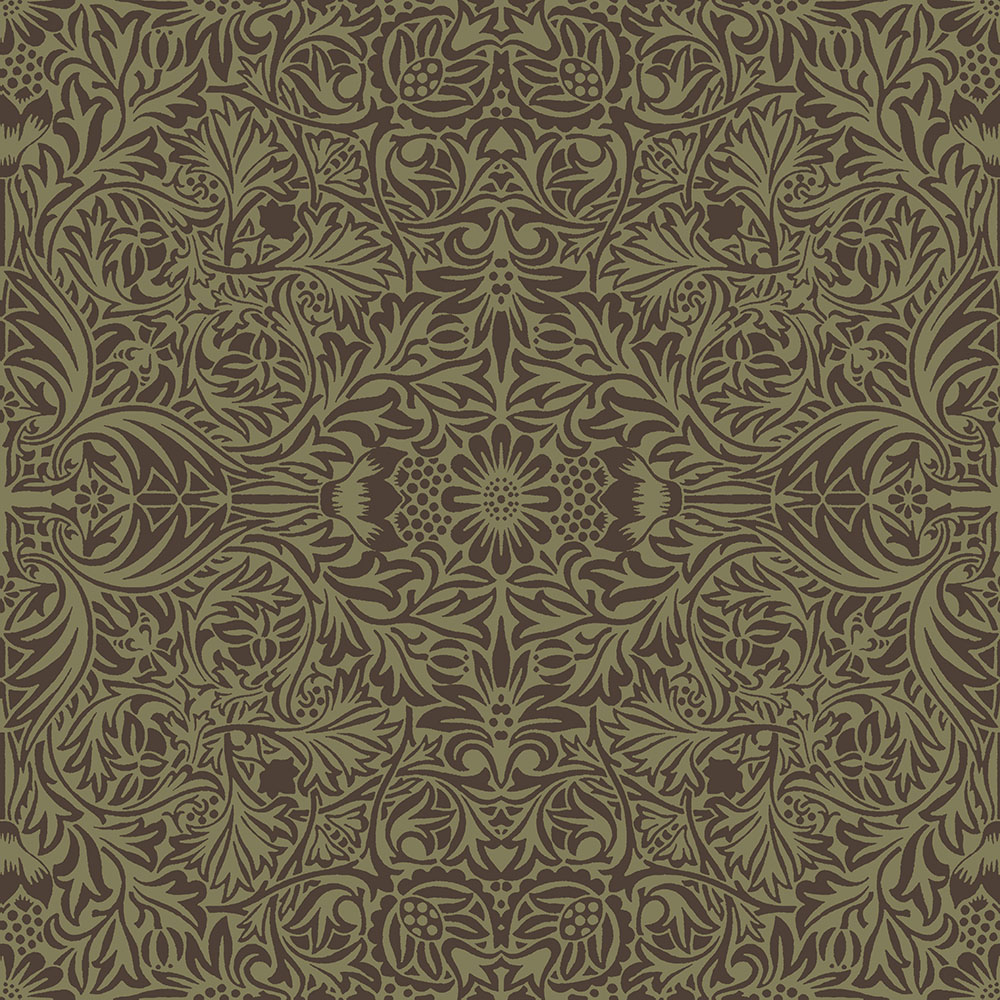 Brown wallpaper with a floral pattern