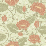 Green, Pink Wallpaper with a Floral Pattern