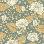 Yellow, Green Wallpaper with a Floral Pattern