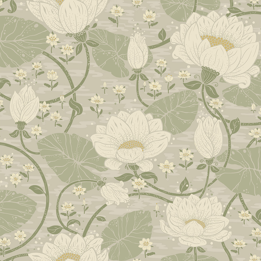 Green wallpaper with a floral pattern