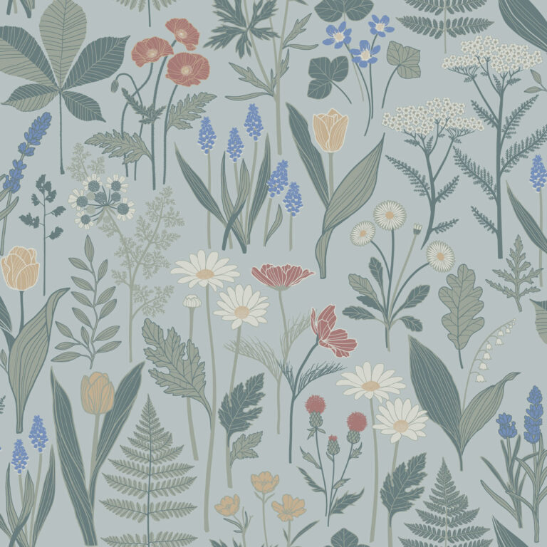Blue, Multicolored wallpaper with leaves, floral,  patterns