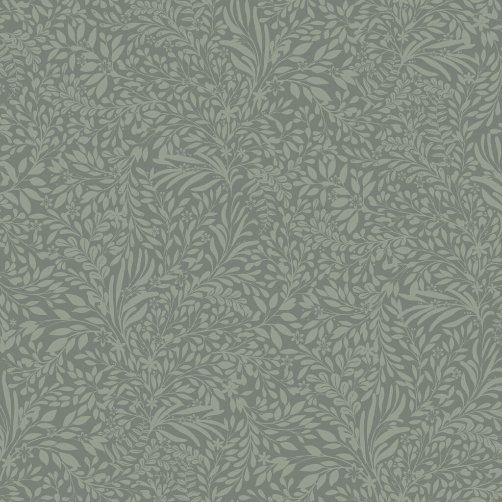 Green wallpaper with leaves, , small pattern