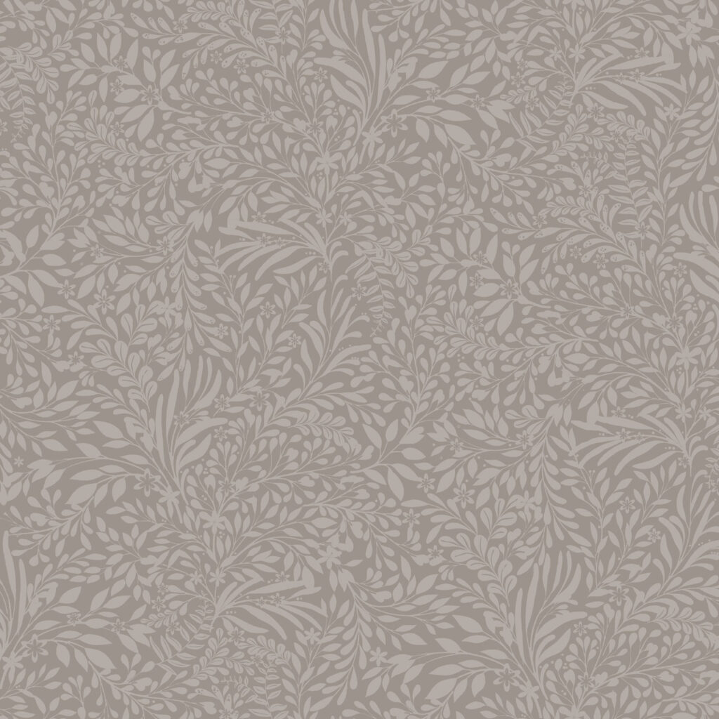 Brown, Beige wallpaper with leaves, , Small-scale pattern