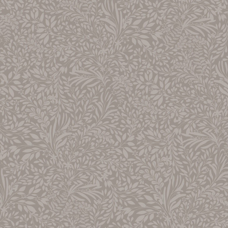 Brown, Beige wallpaper with leaves, , Small-scale pattern