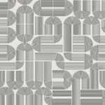 White wallpaper with a geometric, retro pattern