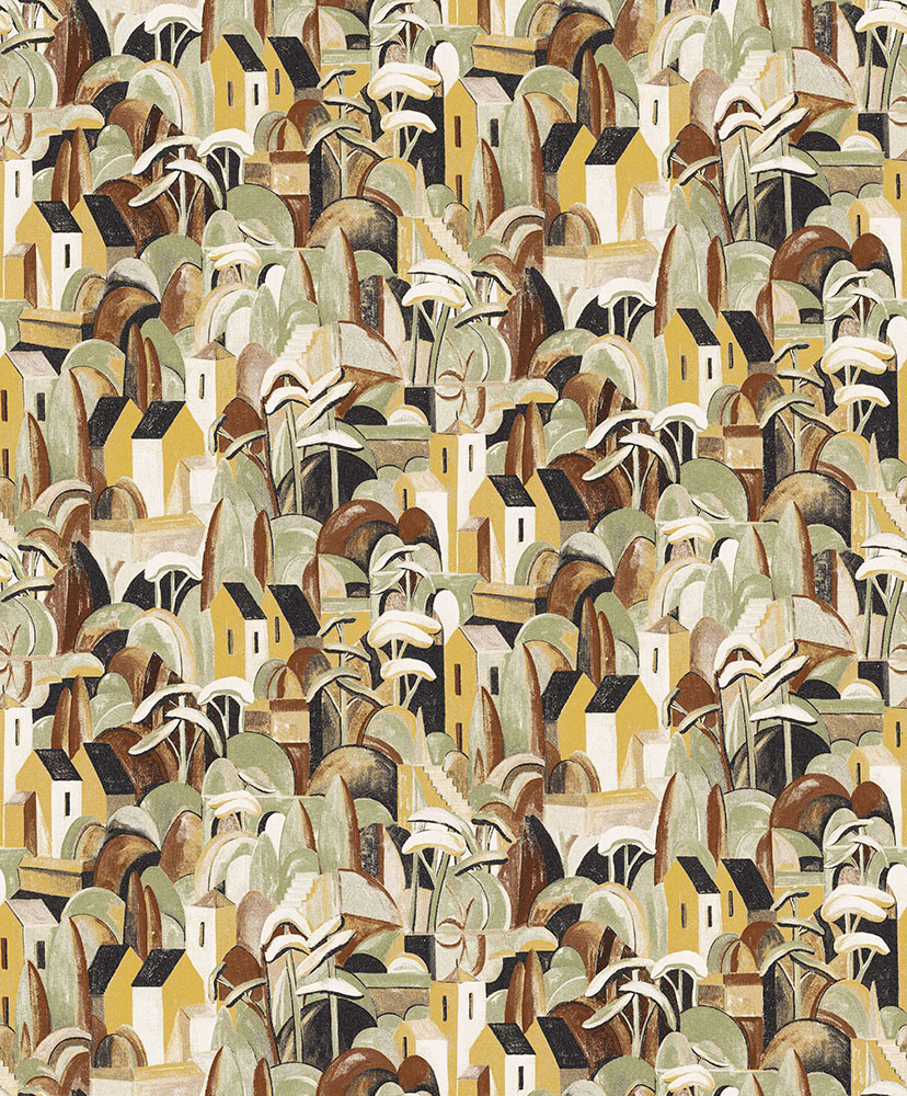 Multicolored, Brown Wallpaper with a Figurative Pattern