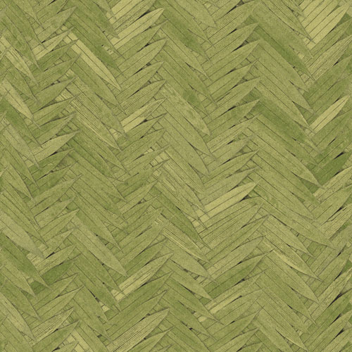 Green wallpaper with a leaf pattern