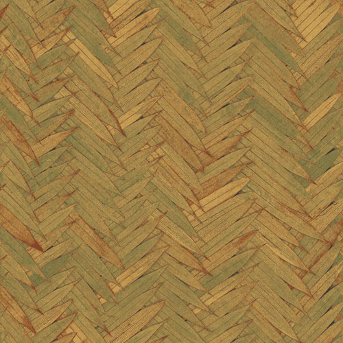 Green, Beige, and Red Wallpaper with a Leaf Pattern