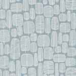 Blue wallpaper with a retro forest pattern