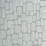 Gray, Green Wallpaper with Retro, Forest Patterns