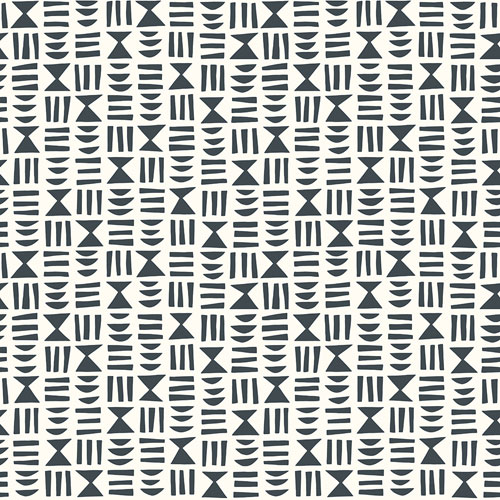 Gray, Black-and-White Wallpaper with Geometric, Retro Patterns