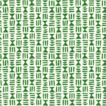 Green wallpaper with a geometric, retro pattern