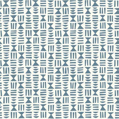 Blue wallpaper with a geometric, retro pattern