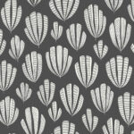 Black, Black-and-White Wallpaper with Leaves, Retro Pattern