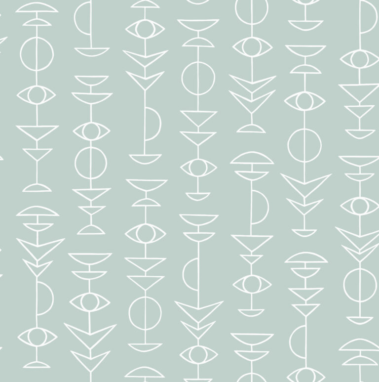 Green Wallpaper with a Retro, Geometric Pattern