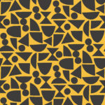 Yellow wallpaper with a geometric, retro pattern