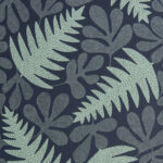 Green Wallpaper with Leaves, Retro Pattern