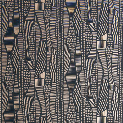 Copper, Black Wallpaper with a Retro Pattern