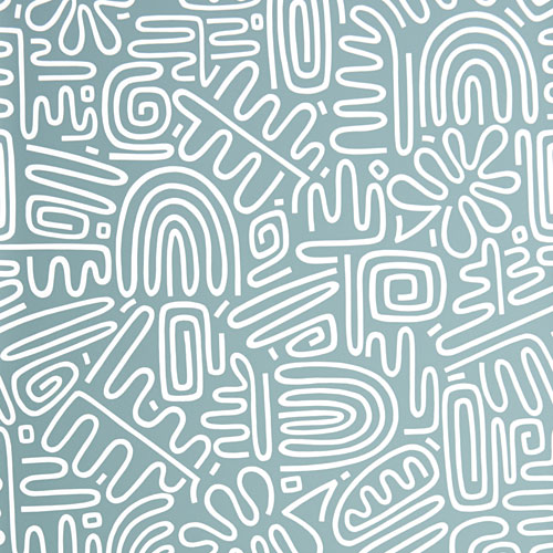 Gray, Blue Wallpaper with a Retro Pattern