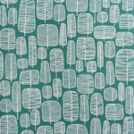 Green Wallpaper with Retro, Forest Pattern