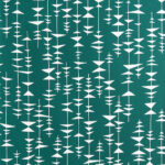 Green wallpaper with a geometric, retro pattern