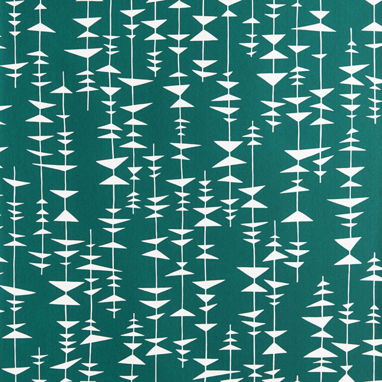 Green wallpaper with a geometric, retro pattern