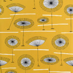 Yellow wallpaper with a floral, retro pattern