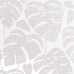 White, Gray, Neutral Wallpaper with Leaves, Retro Pattern