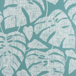 Turquoise, Blue Wallpaper with Leaves, Retro Pattern