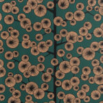 Green wallpaper with a floral, retro pattern