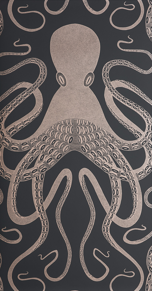 Gray Wallpaper with Animals, Large-Scale Pattern