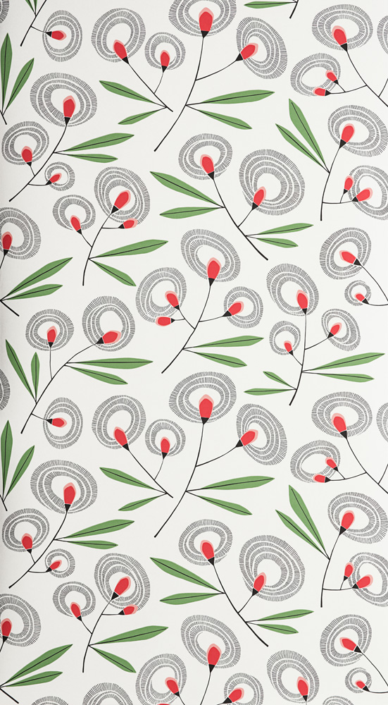 Multicolored wallpaper with floral, retro patterns