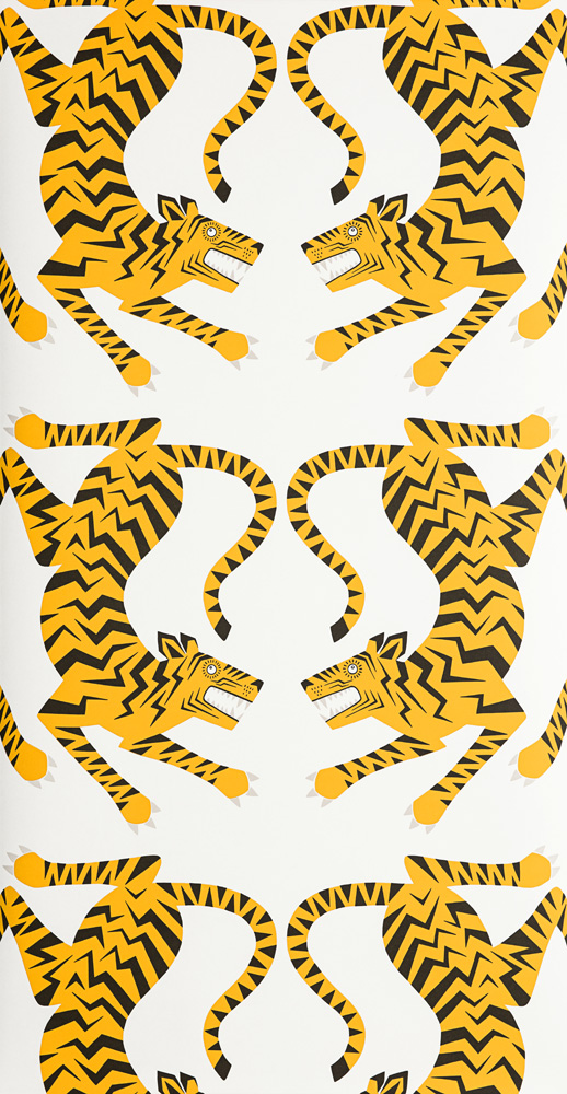 Yellow wallpaper with an animal pattern