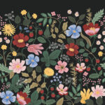 Black, Multicolored Wallpaper with Floral, Photo Wallpaper Patterns