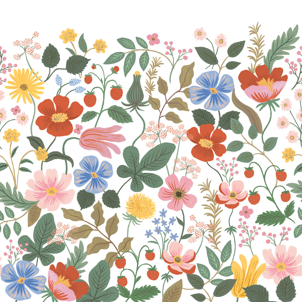 Multifärgat tapet med Blommigt, Fototapet mönster