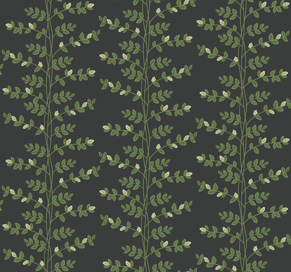 Black wallpaper with a leaf pattern