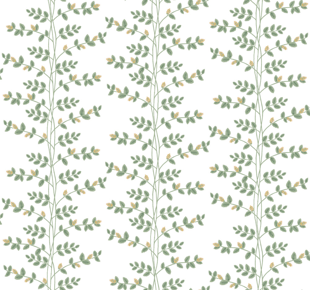 White wallpaper with a leaf pattern