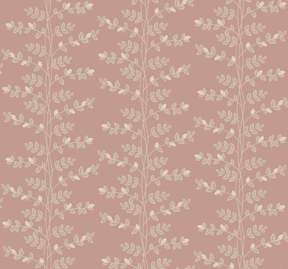 Pink wallpaper with a leaf pattern