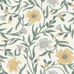 Neutral, Multicolored Wallpaper with Leaves, Floral Pattern